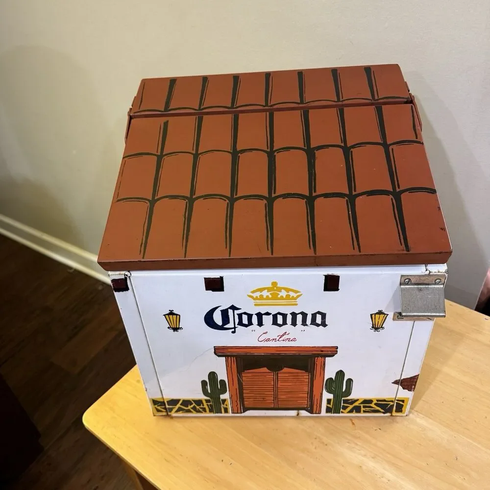Vintage Corona Extra Cantina Metal Ice Chest Cooler Save Water Drink Corona Rare
